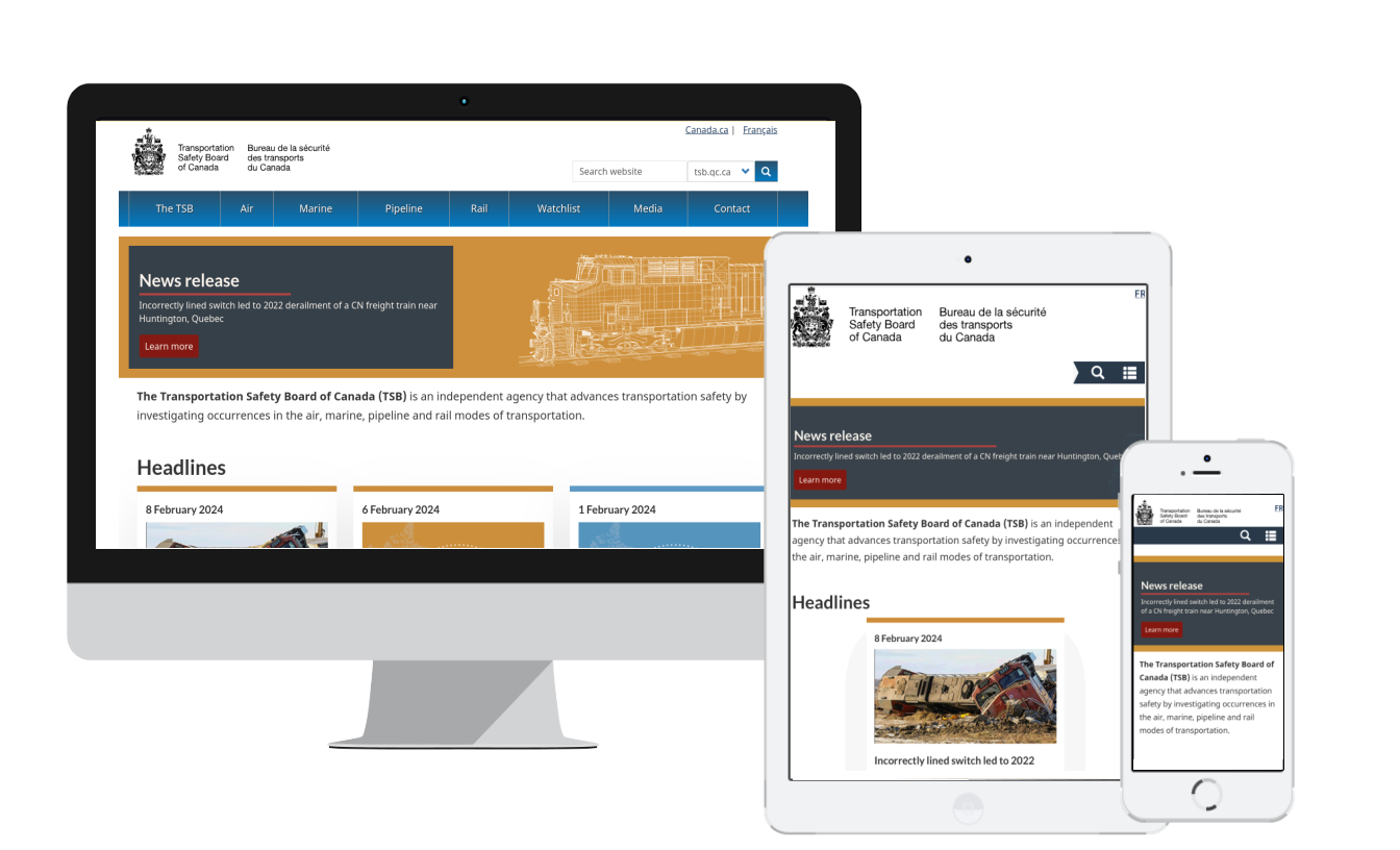 website displayed on montior, ipad and phone devices